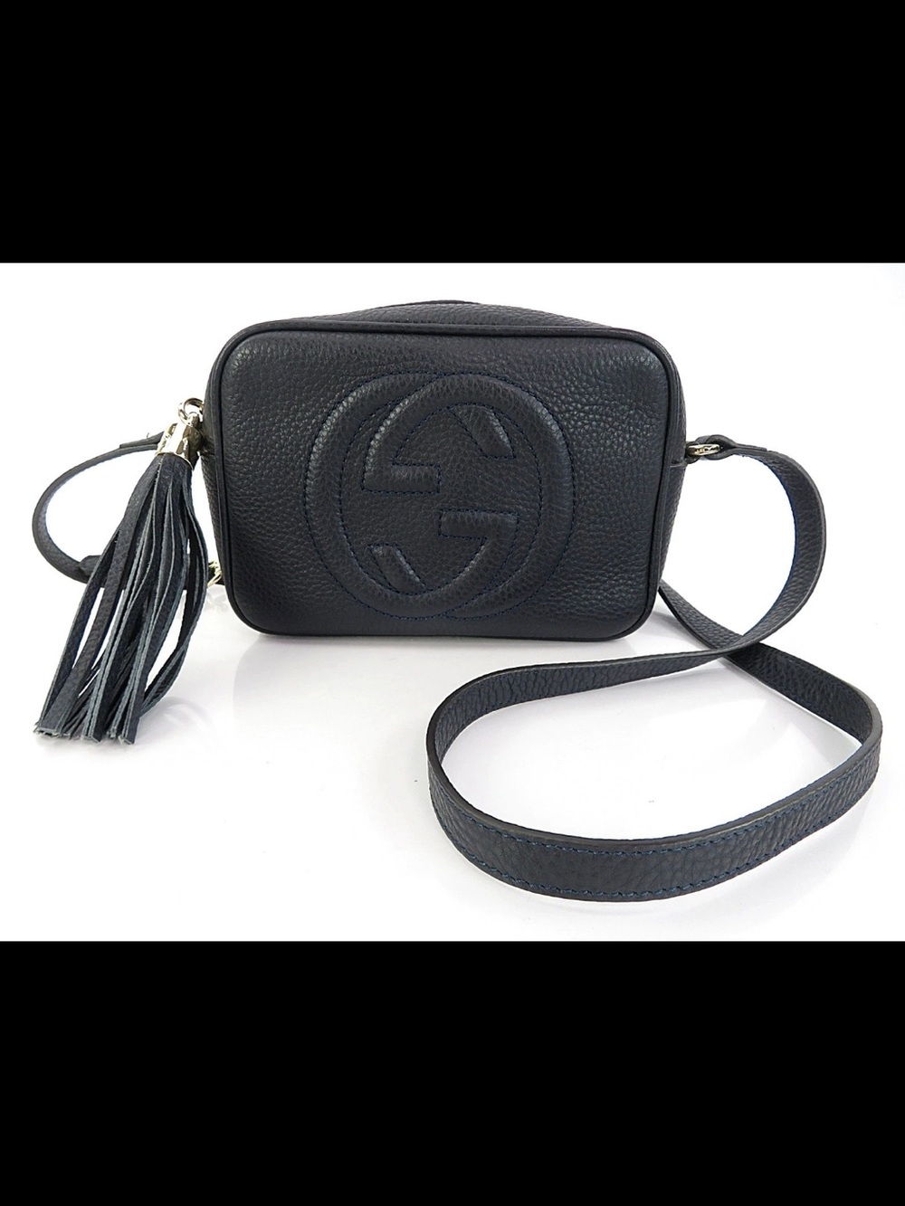 Gucci Black Pebbled Leather Crossbody with Tassel